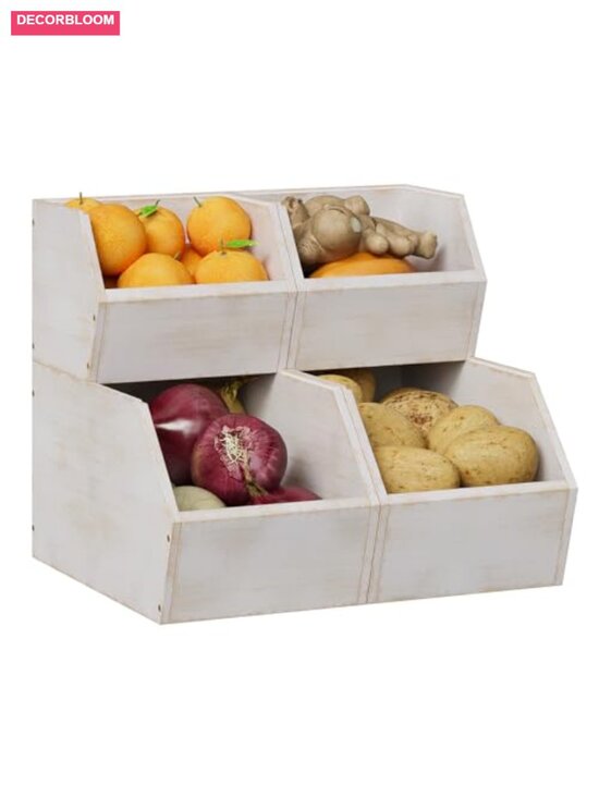 Other - Bamboo Pantry Storage Bins Set of 4 Stackable Kitchen Organizer